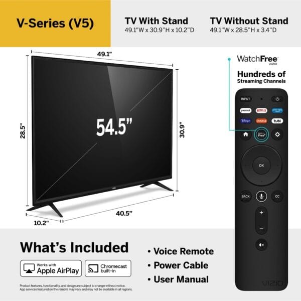 Zoomed-in view of the VIZIO remote with quick-access smart streaming buttons