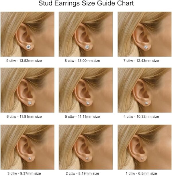 Top view of VS1 clarity lab grown diamond earring with gold screw back