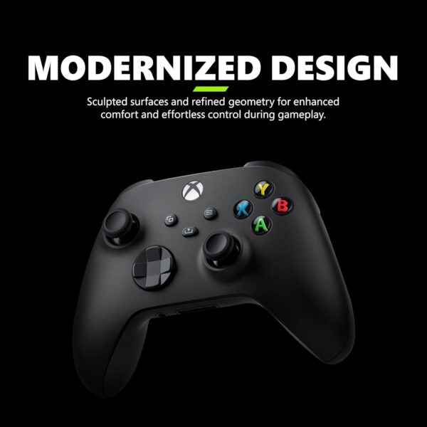 Front-facing view of Xbox Wireless Gaming Controller 2025 in Carbon Black for Xbox & mobile