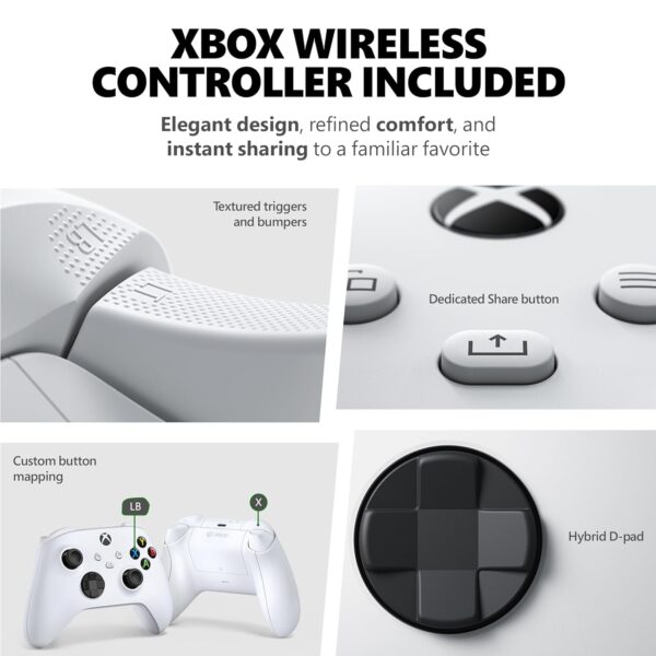 Front view of Xbox Series S Starter Bundle with Game Pass and 512GB SSD digital gaming console