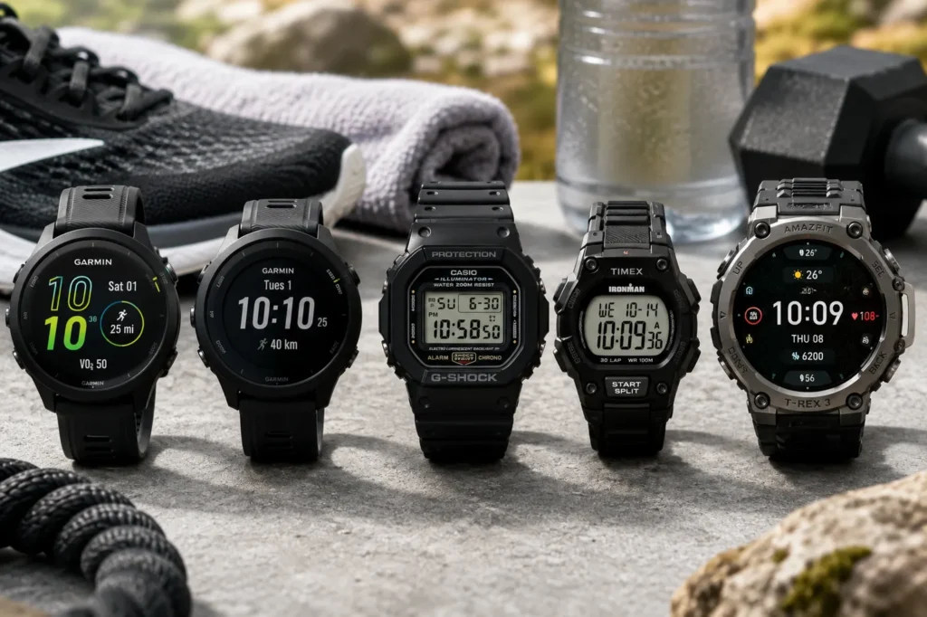 Mens sport watches for running, training, outdoor use, and daily wear