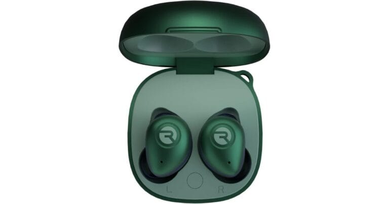 Raycon earbuds wireless in-ear headphones shown with charging case