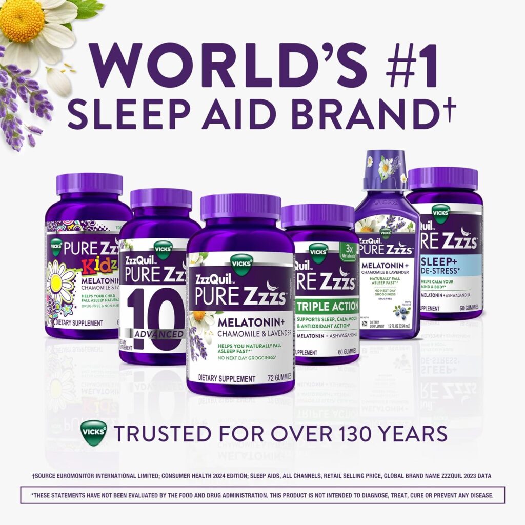 Vicks Pure Zzzs sleep aid supplement designed to support restful nights and better sleep quality