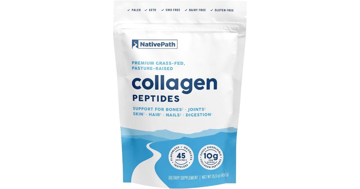 Native Path hydrolyzed collagen peptides powder mixed into a drink