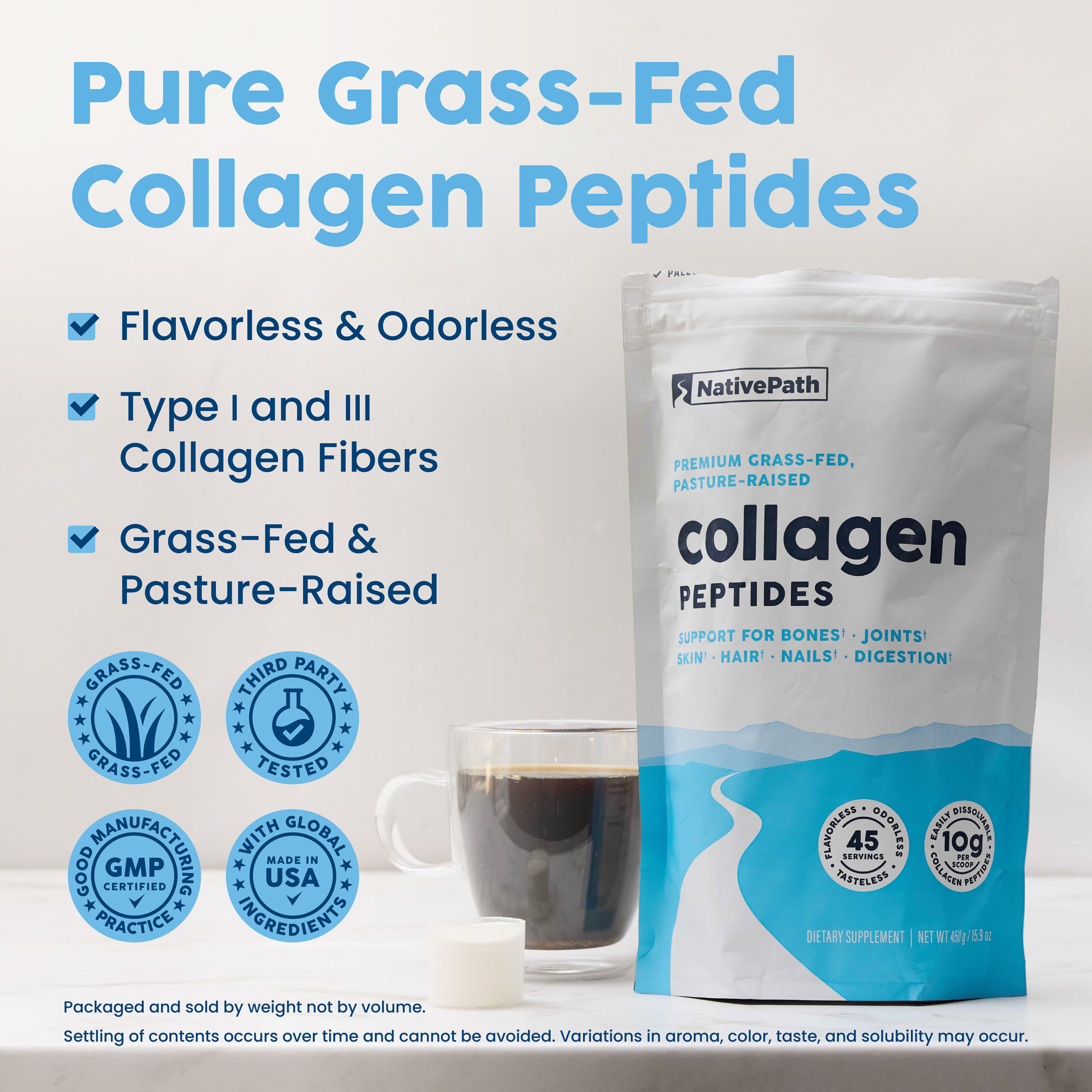 Native Path Collagen grass-fed collagen peptides powder for skin, hair, and joint health