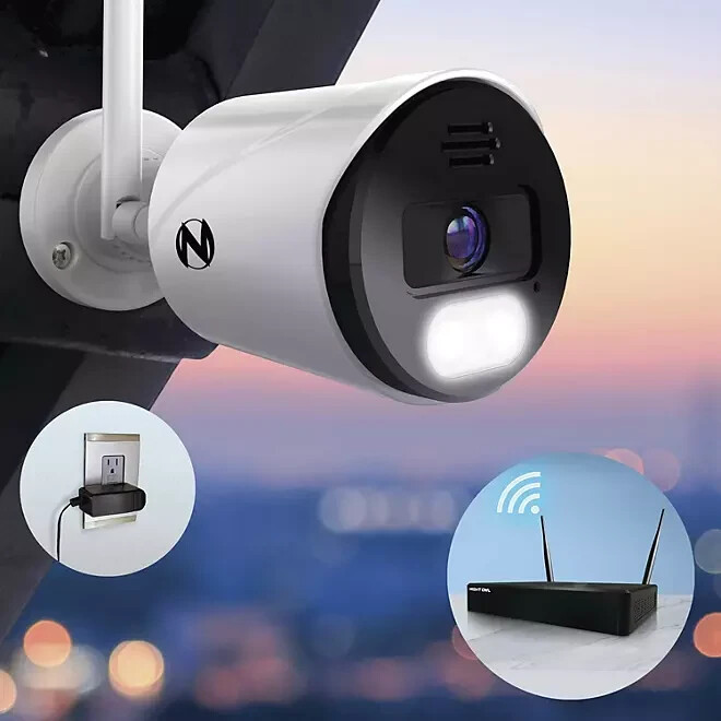 Night Owl wireless security cameras showing mobile app alerts and intruder detection