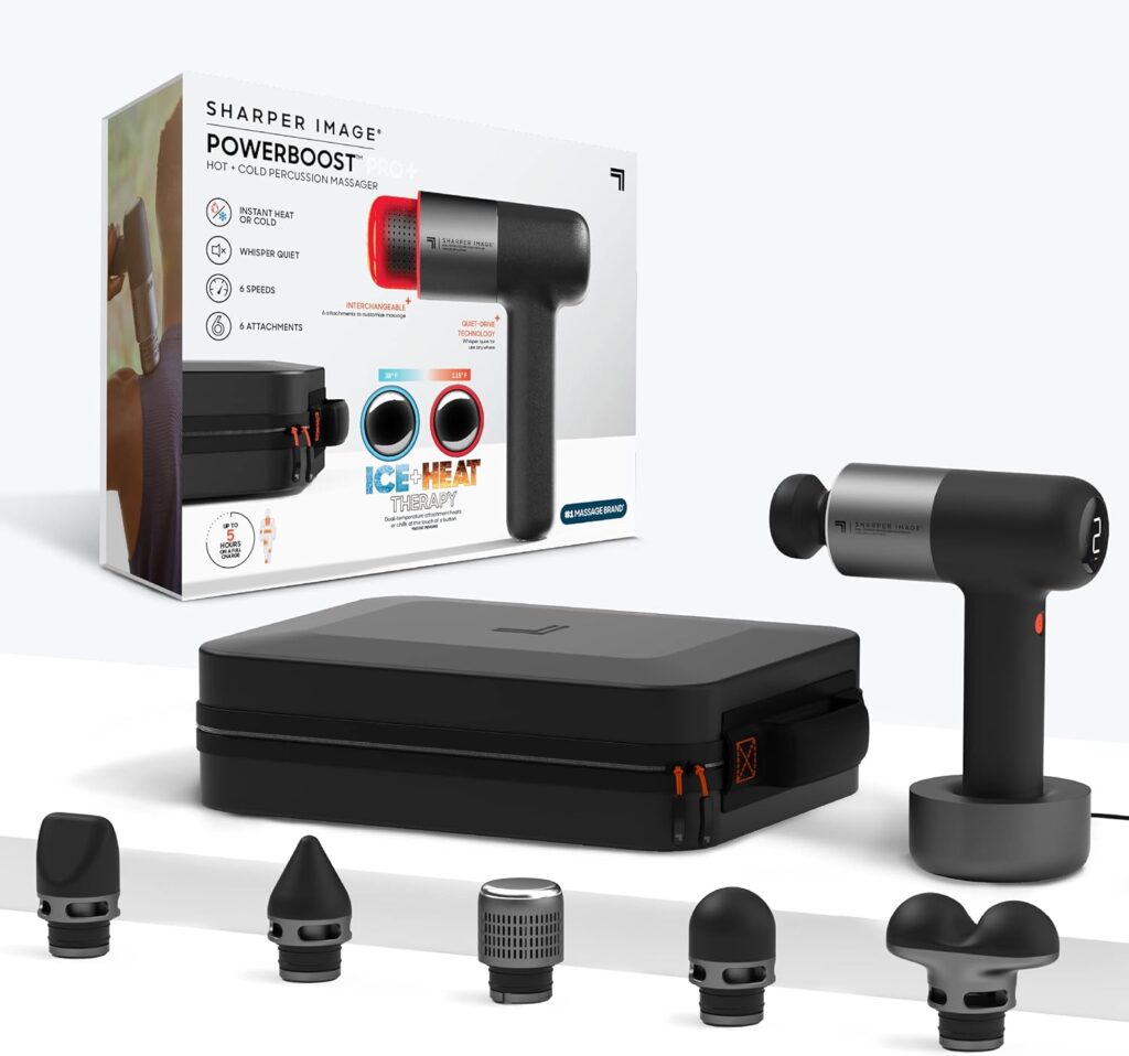 Sharper Image Massage Gun with attachments for muscle recovery and pain relief