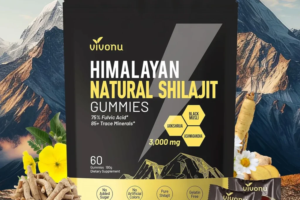 Shilajit Gummies with Ashwagandha and 85+ Trace Minerals for Energy and Vitality