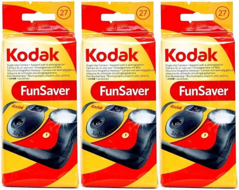 Disposable Kodak Camera Camera on a table, ready to capture vintage memories with simple point-and-shoot film style.