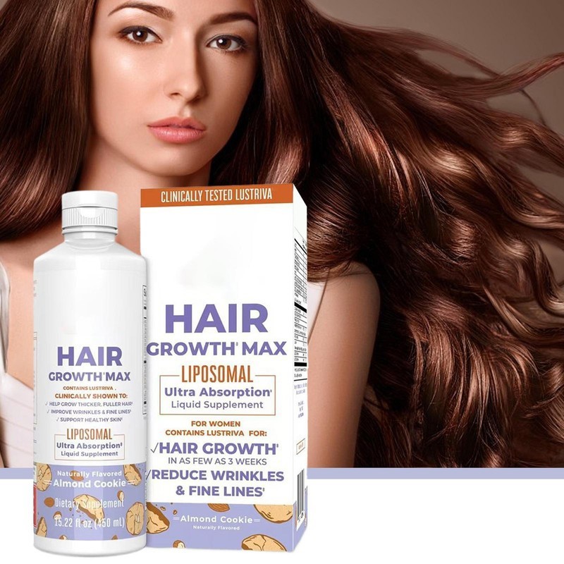 Customer reviews for Mary Ruth's Hair Growth supplement showing results of thicker, fuller hair