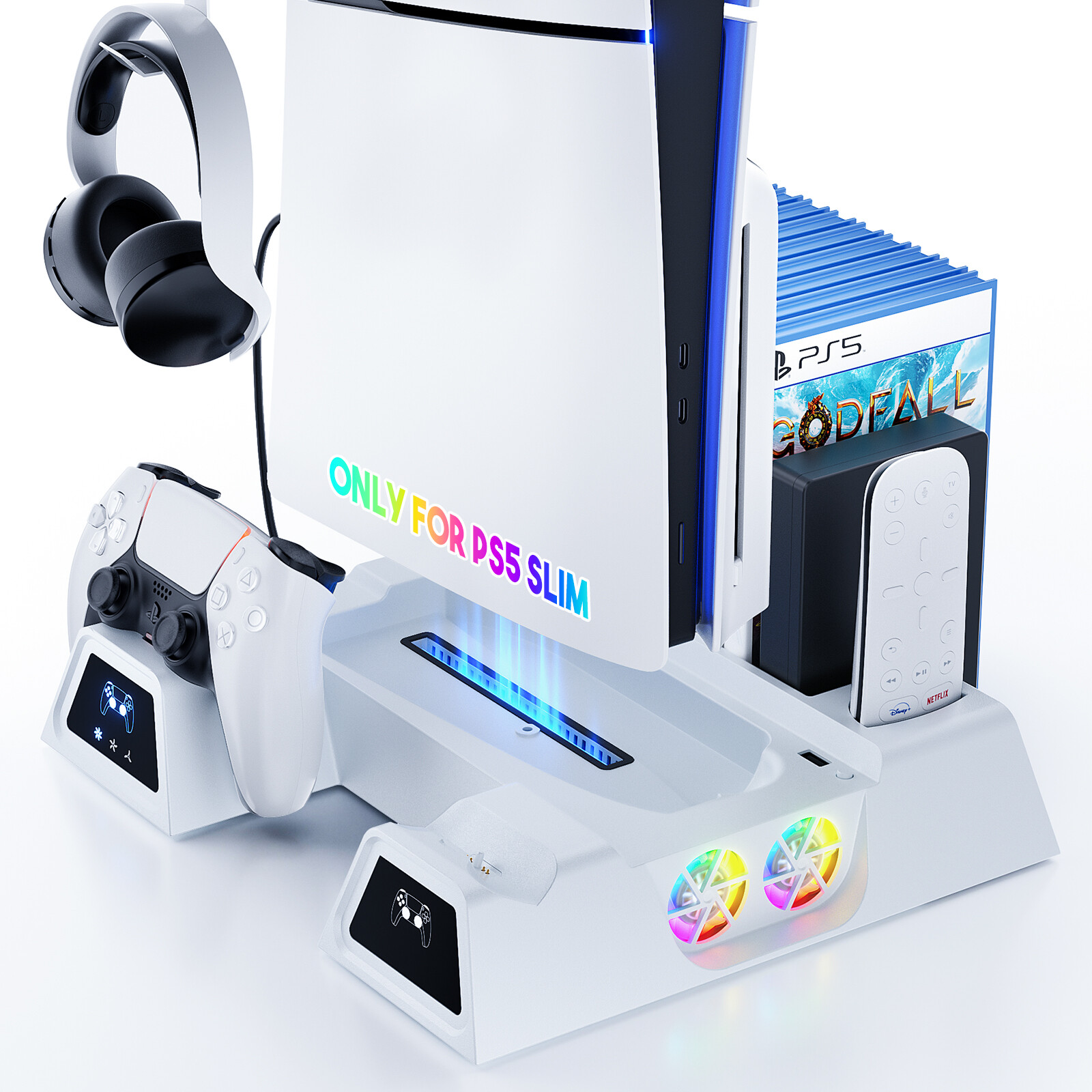 PlayStation 5 Slim vertical stand with minimalist design and non-slip base