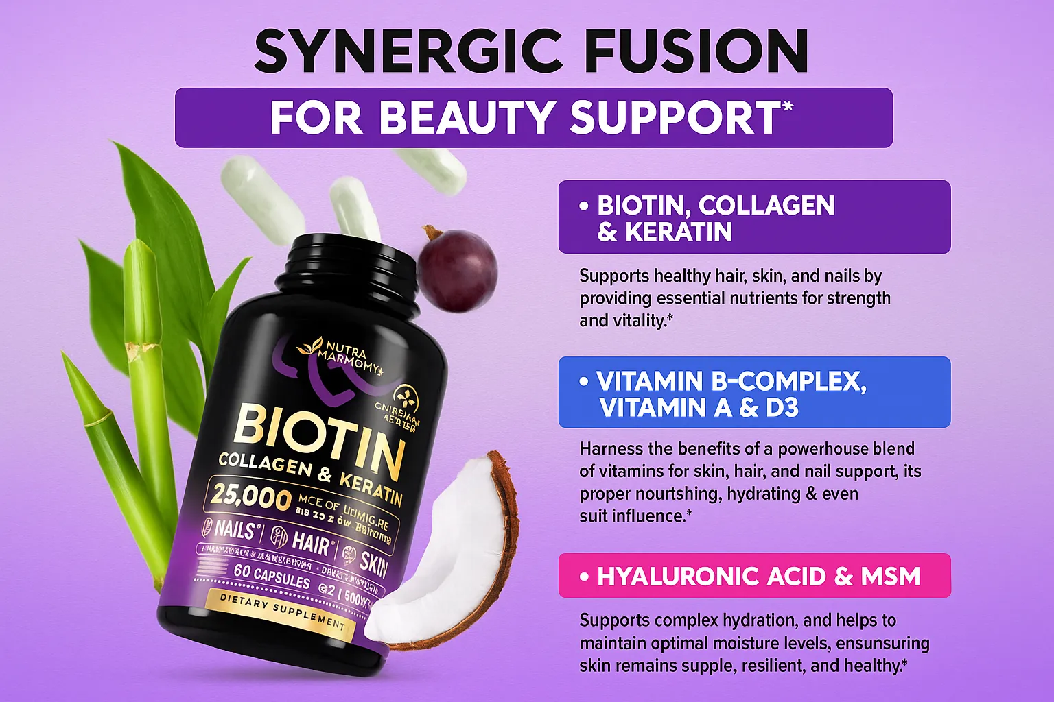 Weem Hair Vitamin supplement with biotin and folic acid – supports hair growth, strength, and shine for women and men