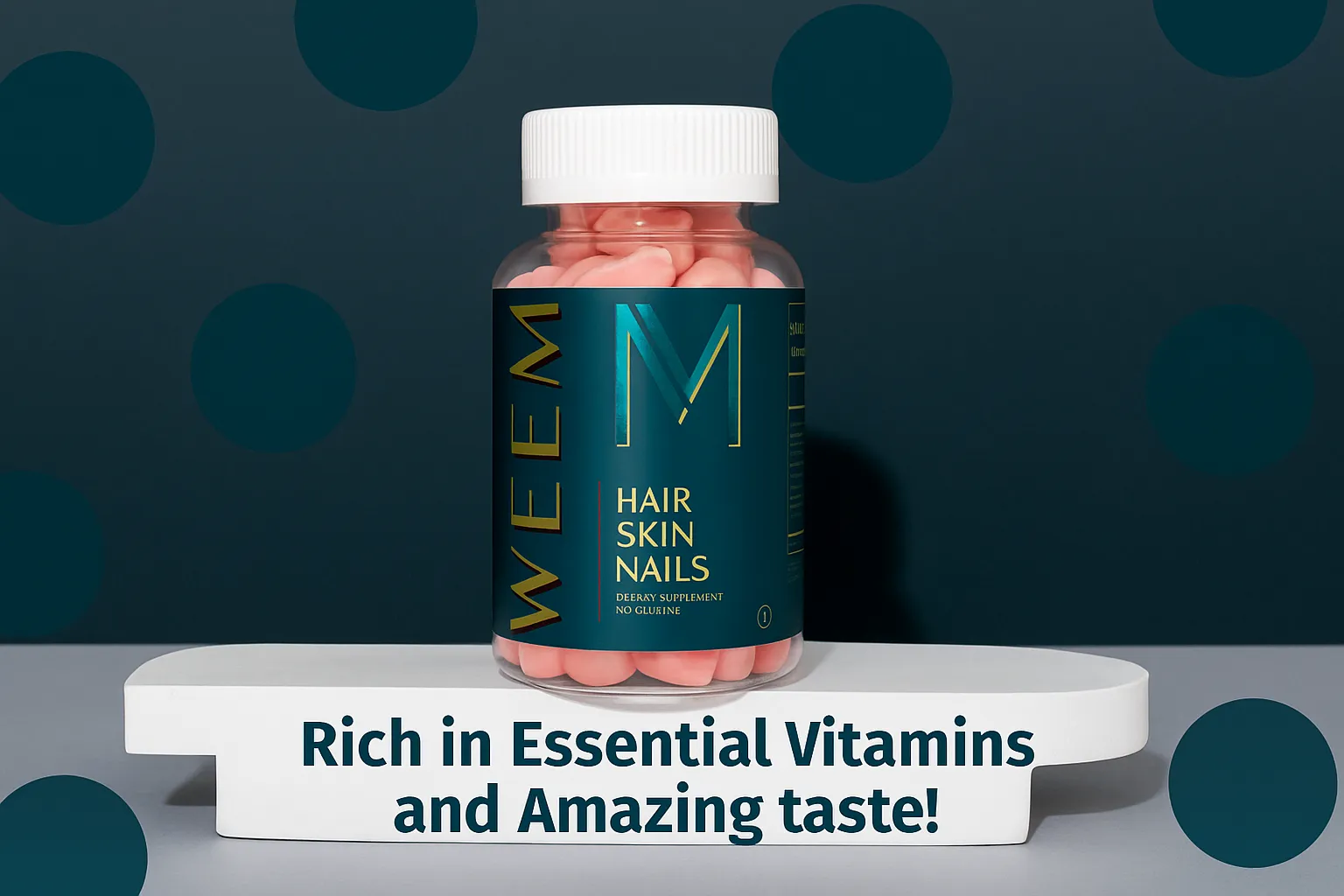 Weem Hair Vitamin Gummies with biotin and folic acid for stronger, thicker, and shinier hair – daily hair growth supplement for women and men