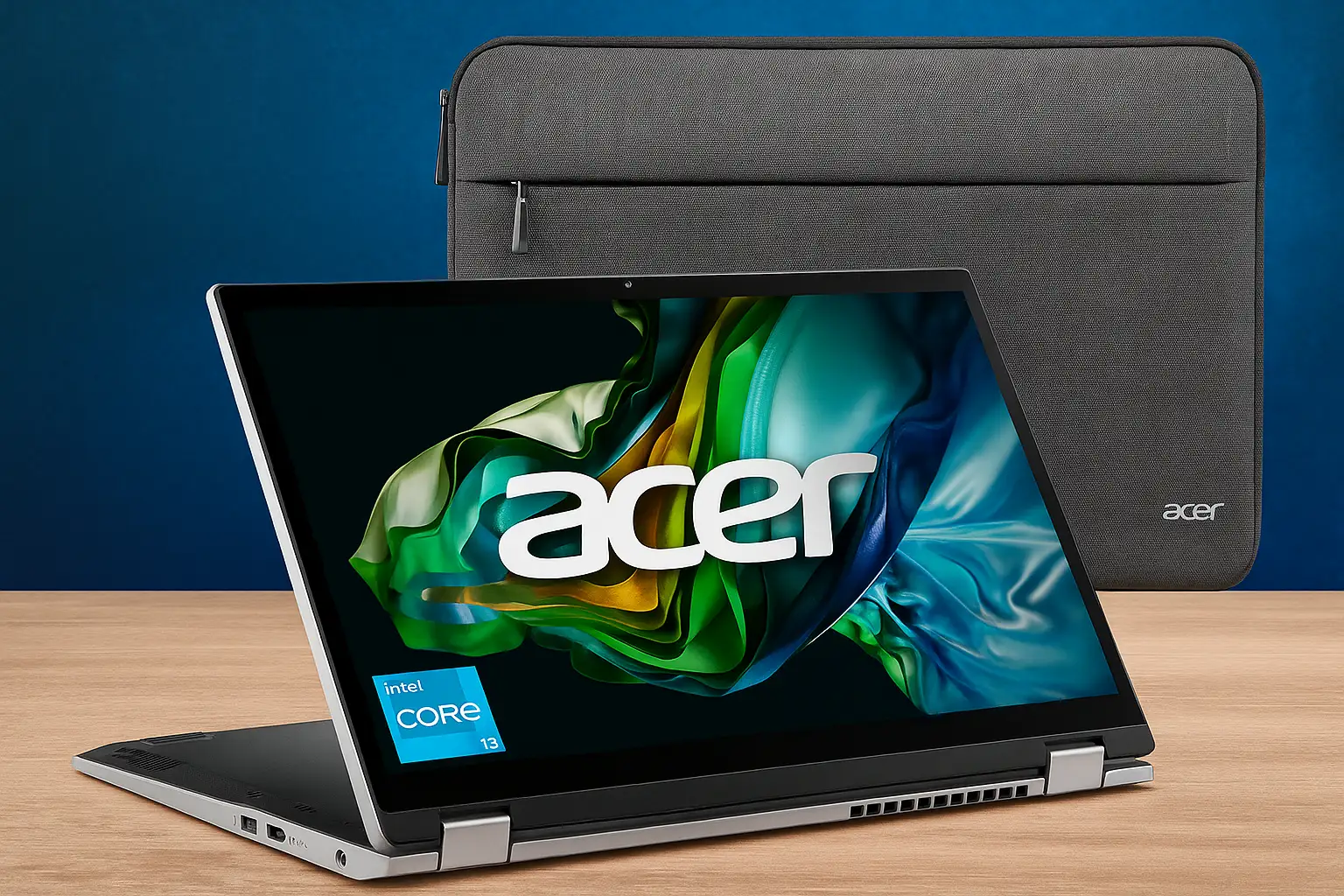 Acer Aspire 3 laptop on desk with vibrant display and sleek design for product review