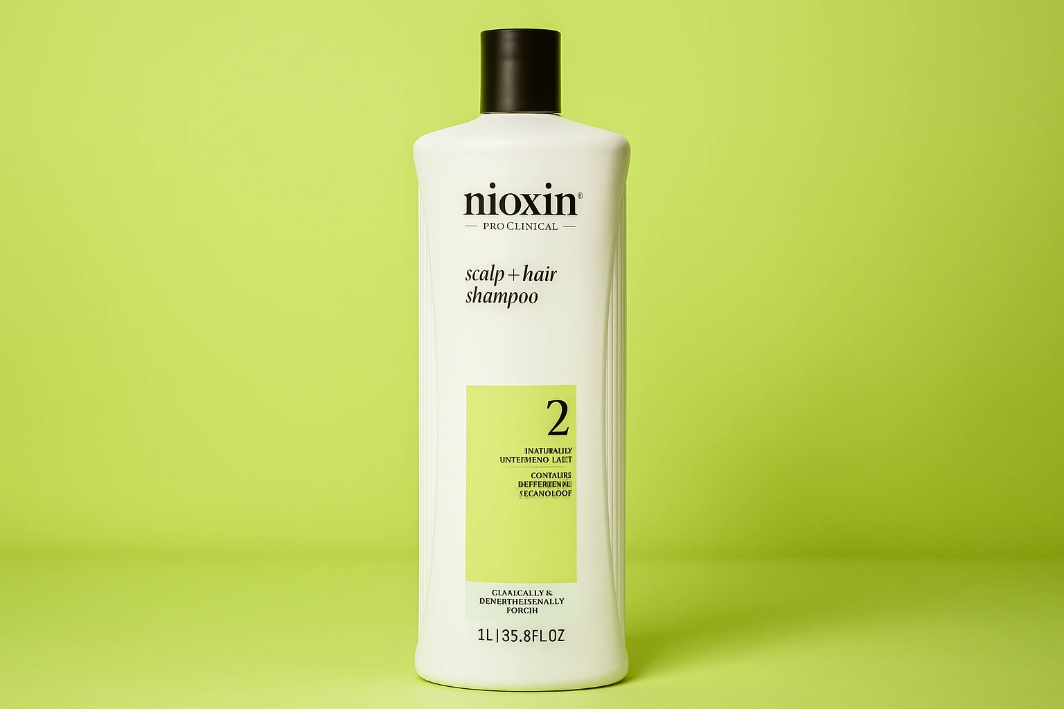 Nioxin Scalp + Hair Shampoo bottle on green background – best shampoos for hair growth