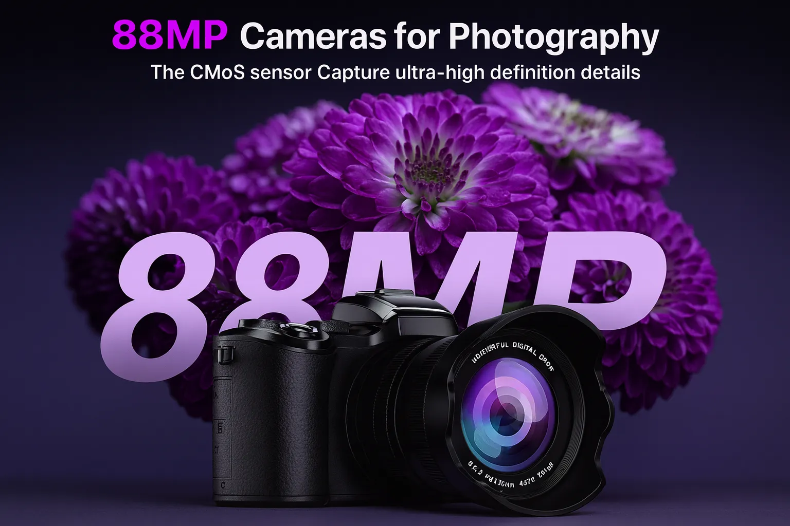 High-resolution digital camera with lens close-up, showcasing sharp detail for the best camera for photography.