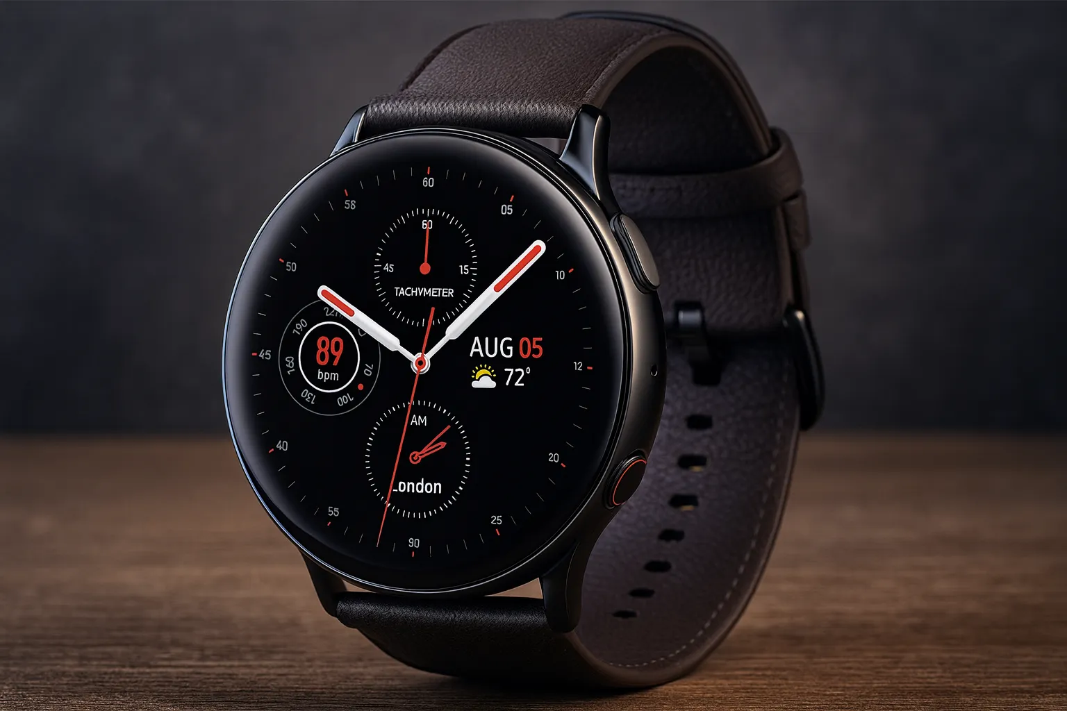 Best ladies smartwatch for Android featuring a sleek round display and leather band