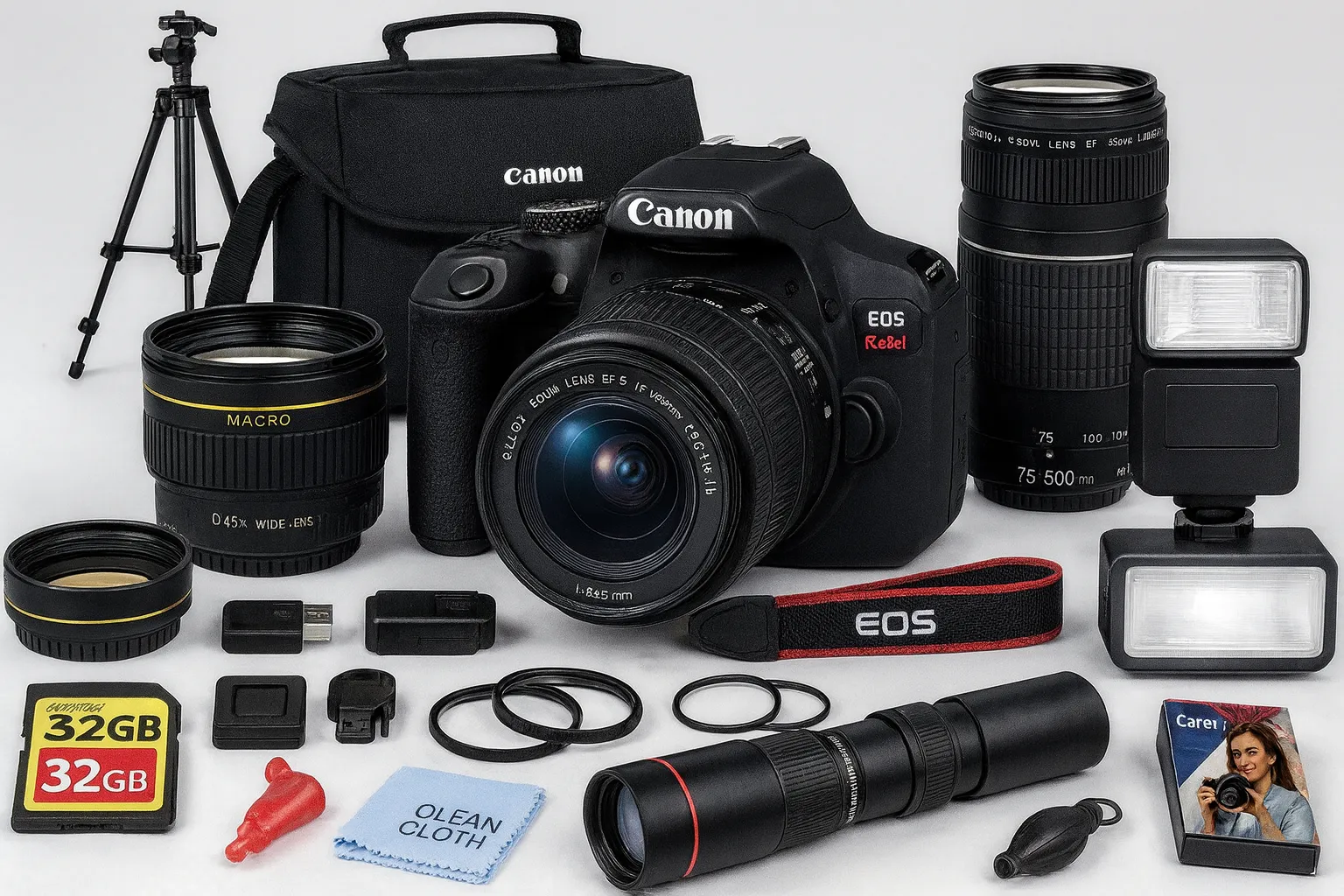 Entry-level DSLR camera kit displayed for a 2025 guide to the best starter camera for photography