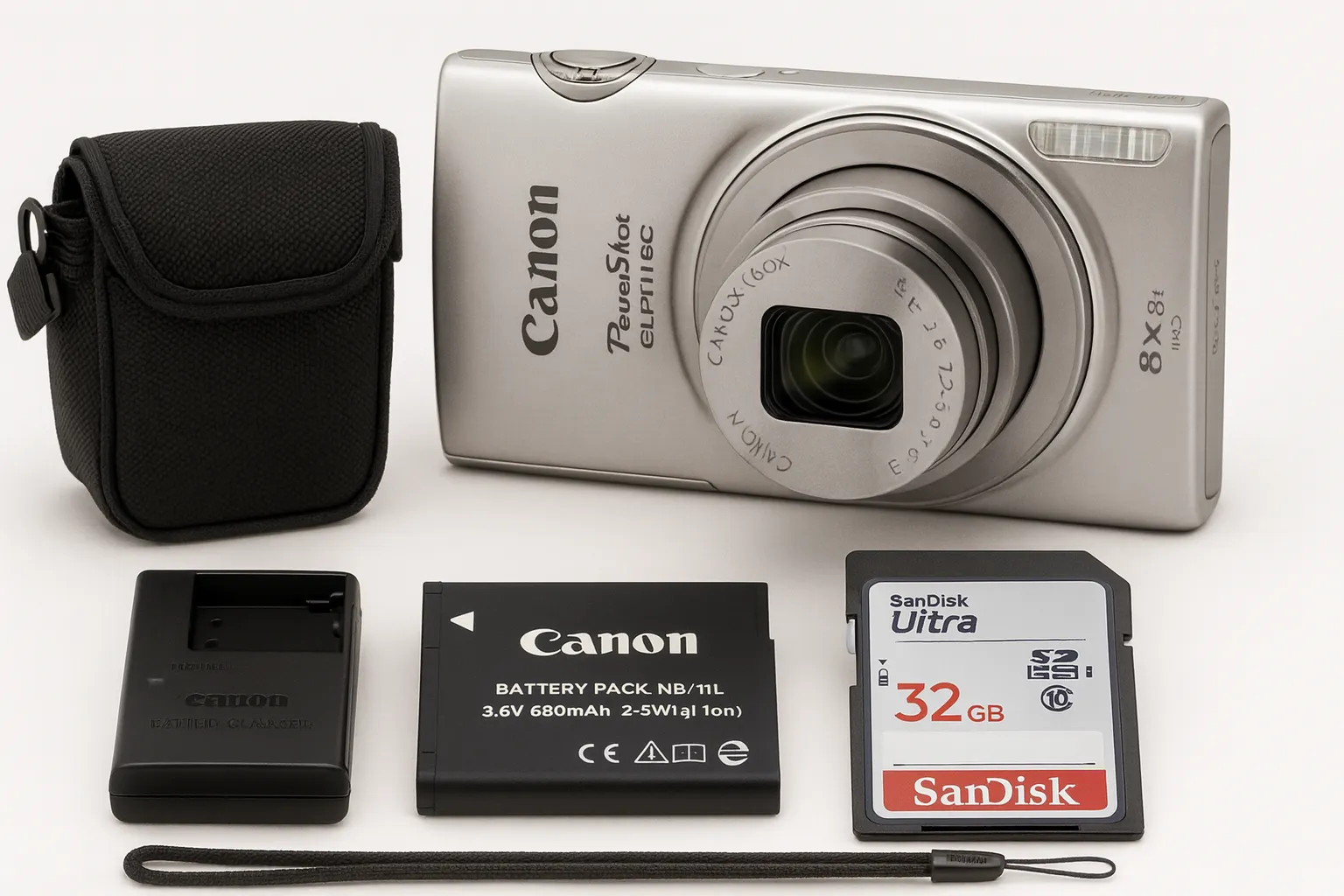 Canon PowerShot ELPH 180 digital camera with compact design and 8x optical zoom