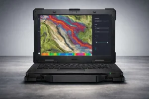 rugged laptop designed for industrial and field work with durable reinforced body