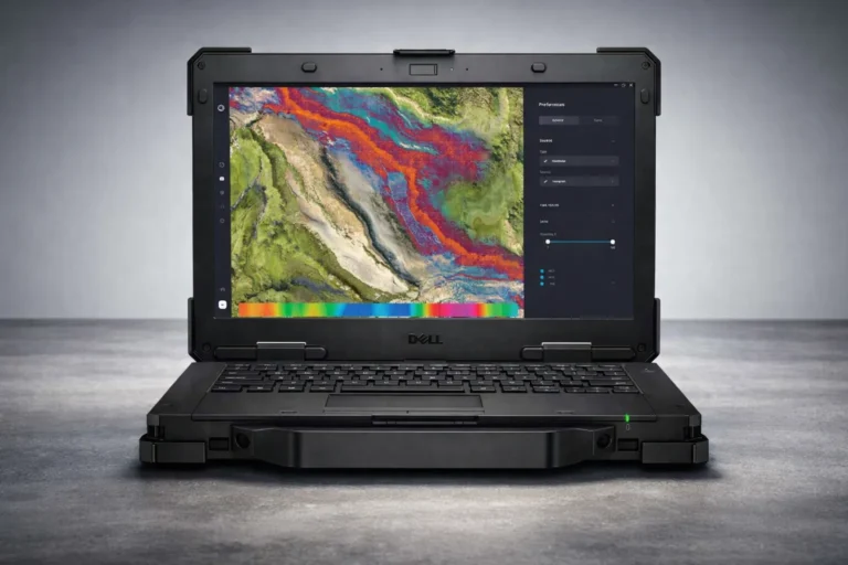 rugged laptop designed for industrial and field work with durable reinforced body