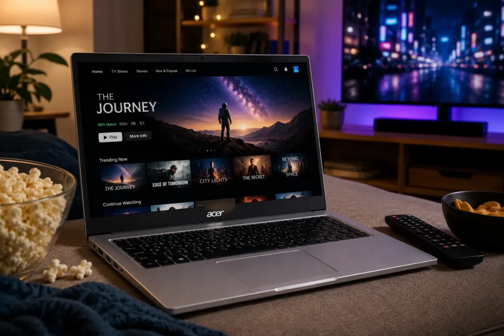 Acer Aspire 3 laptop review showing a budget laptop used for streaming and everyday entertainment