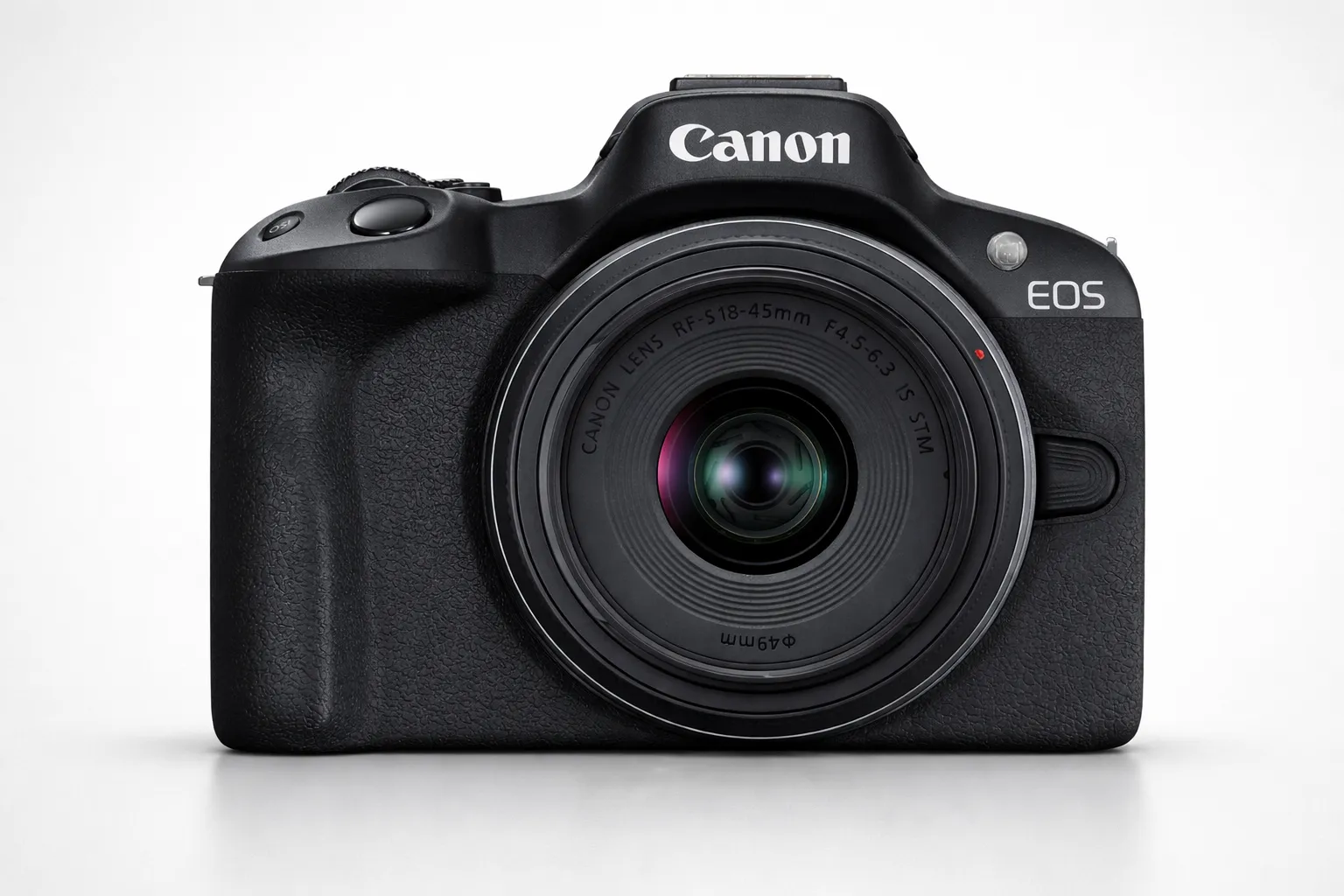 best canon camera mirrorless model with RF lens shown in studio lighting