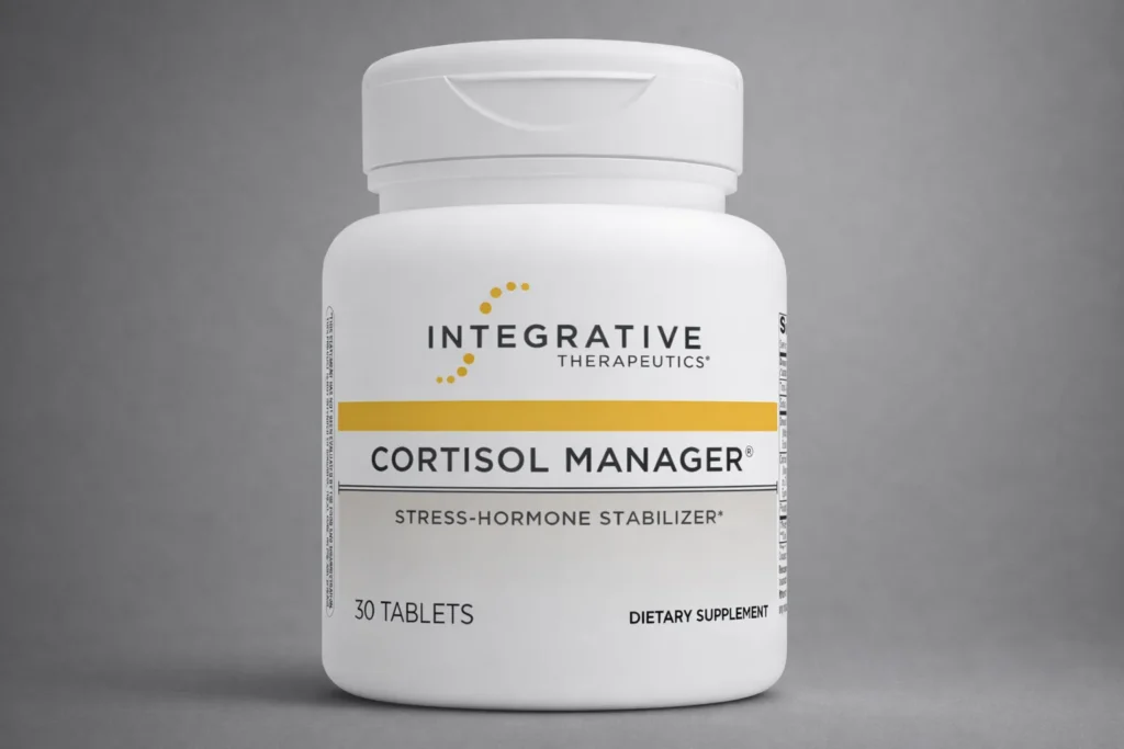 Best cortisol supplements for weight loss shown in a clean editorial supplement product image