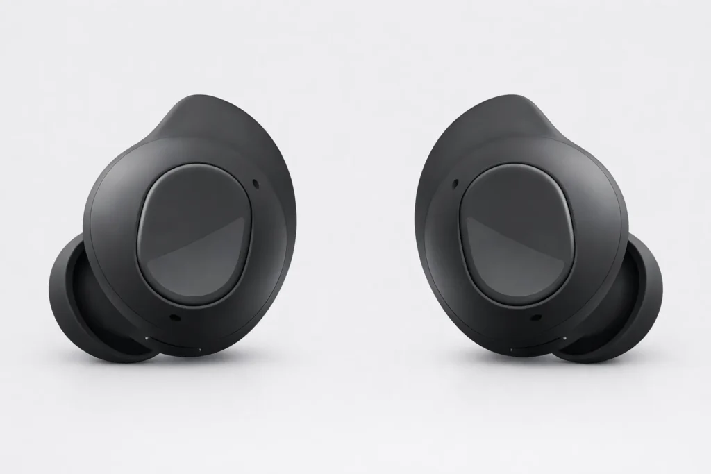 Best earbuds for Android featuring wireless Bluetooth earbuds with a clean, neutral background