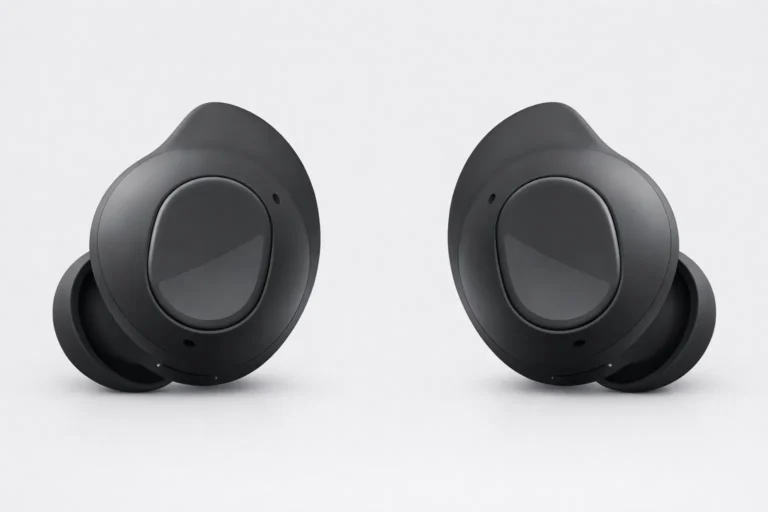Best earbuds for Android featuring wireless Bluetooth earbuds with a clean, neutral background
