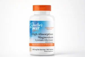 Best magnesium supplement for muscles shown in a high absorption chelated magnesium bottle