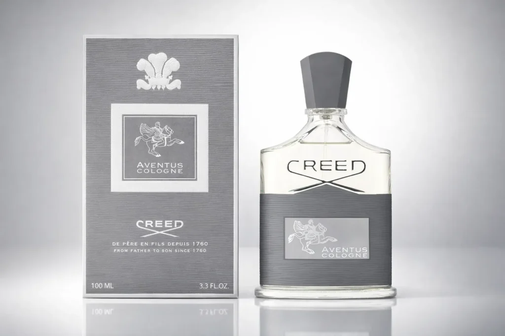Creed Aventus Cologne luxury men’s fragrance bottle with signature gray label