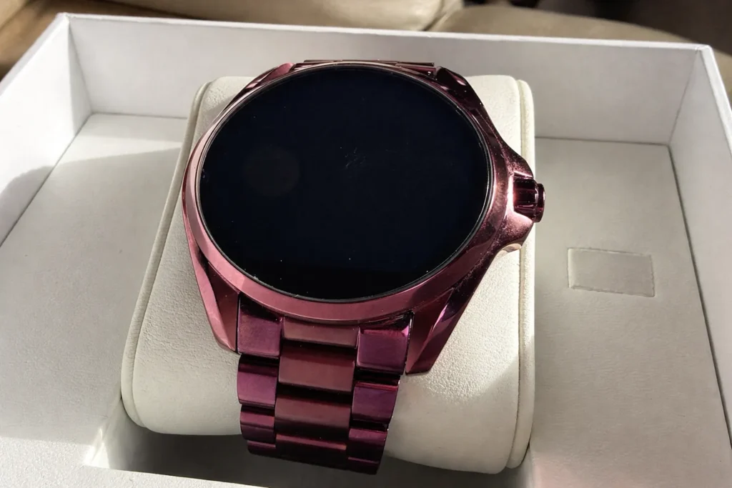 michael kors bradshaw smartwatch in stainless steel design displayed on a clean background