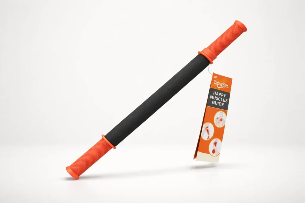 Massage roller stick with ergonomic handles for muscle recovery and deep tissue relief