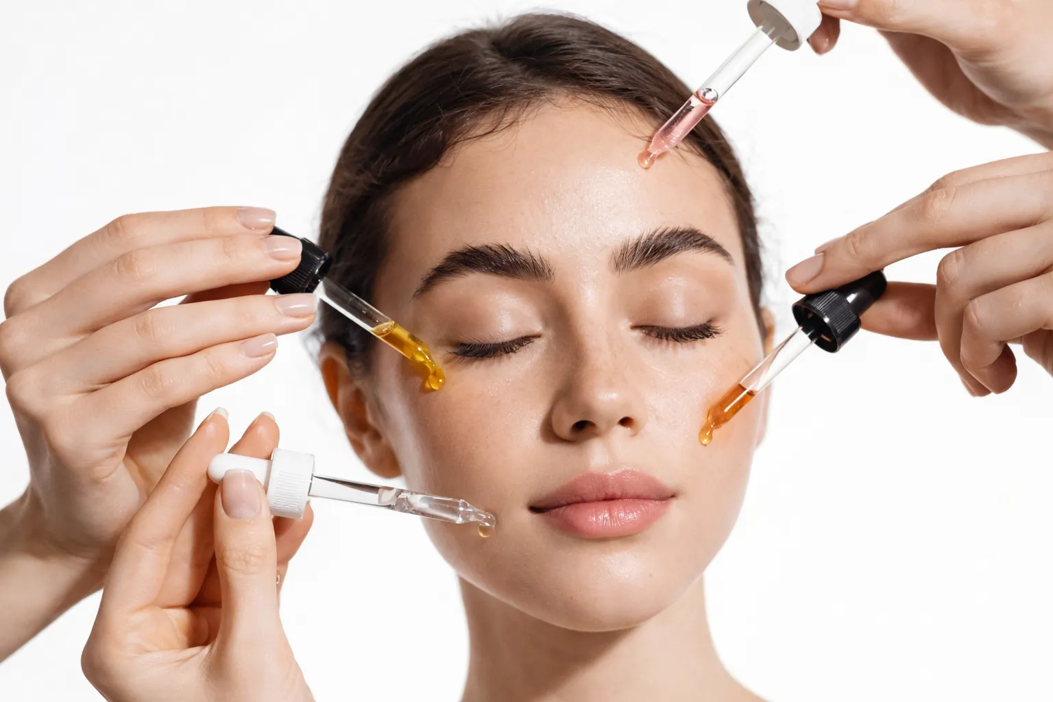 how to use vitamin c serum on face at night applying serum with dropper to skin