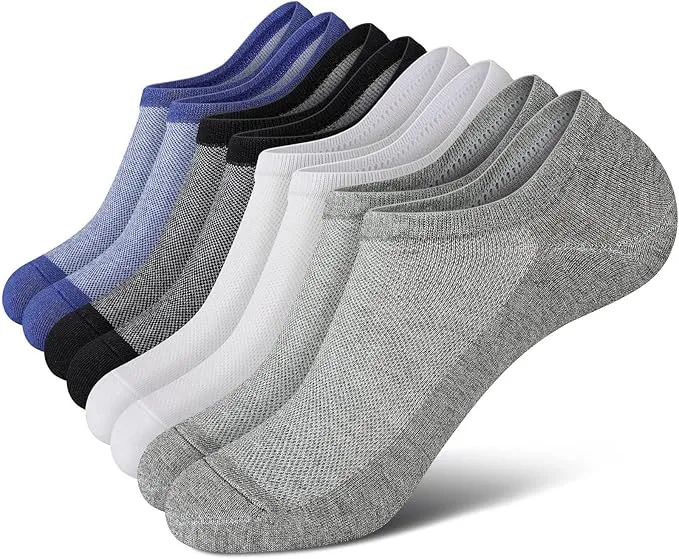 Wernies no show socks for men low cut cotton ankle socks with non slip grips