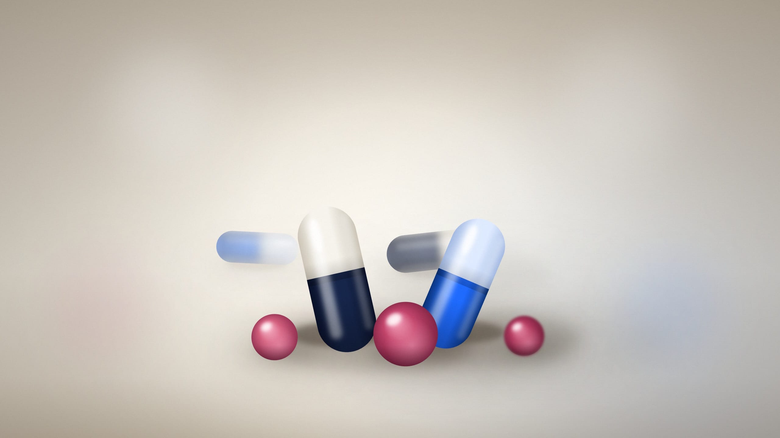 Probiotic capsules and gummies arranged on a softly lit neutral surface